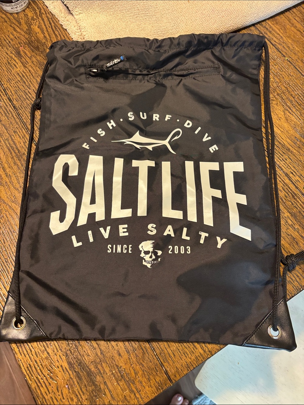 Salt Life Black Drawstring Logo Backpack